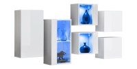 Ensemble meubles de salon SWITCH SBIV design. coloris blanc brillant. Système LED intégré.