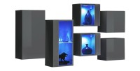 Ensemble meubles de salon SWITCH SBIV design. Coloris gris brillant. Système LED intégré.