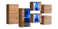 Ensemble meubles de salon SWITCH SBIV design. Coloris chêne. Système LED intégré.