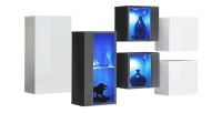 Ensemble meubles de salon SWITCH SBIV design. Coloris blanc et gris.