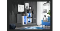 Ensemble meubles de salon SWITCH SBIV design. Coloris gris et blanc.