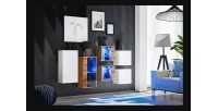 Ensemble meubles de salon SWITCH SBIV design. Coloris chêne et blanc.