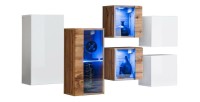 Ensemble meubles de salon SWITCH SBIV design. Coloris chêne et blanc.