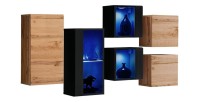 Ensemble meubles de salon SWITCH SBIV design. Coloris chêne et noir.
