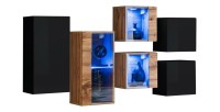 Ensemble meubles de salon SWITCH SBIV design. Coloris noir et chêne.