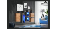 Ensemble meubles de salon SWITCH SBIV design. Coloris chêne et gris.