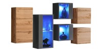 Ensemble meubles de salon SWITCH SBIV design. Coloris chêne et gris.