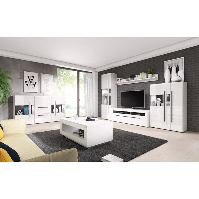 Vitrine design XL collection BREDA. LED incluses. Coloris blanc mat et blanc brillant.