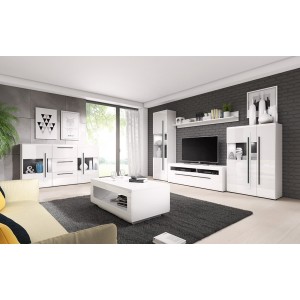Vitrine design XL collection BREDA. LED incluses. Coloris blanc mat et blanc brillant.