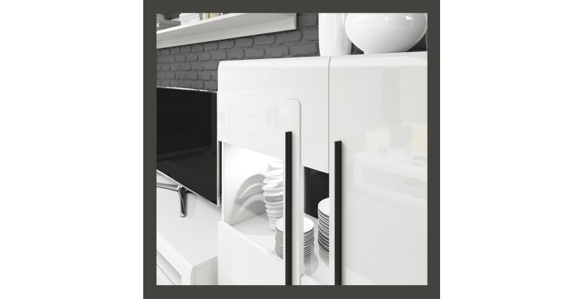 Vitrine design XL collection BREDA. LED incluses. Coloris blanc mat et blanc brillant.