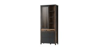 Vitrine collection WINDSOR. Couleur gris anthracite et chêne foncé.