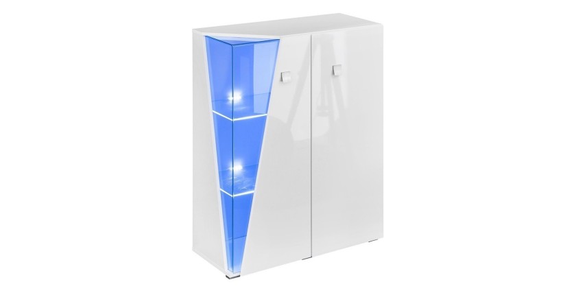 Vitrine basse 2 portes collection SPIKE couleur blanche. Meuble design