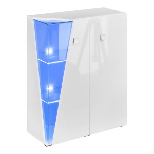 Vitrine basse 2 portes collection SPIKE couleur blanche. Meuble design