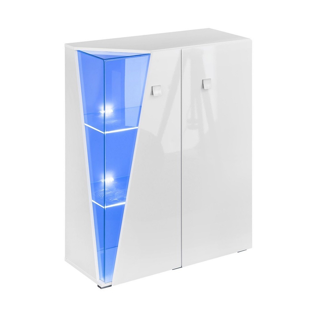 Vitrine basse 2 portes collection SPIKE couleur blanche. Meuble design