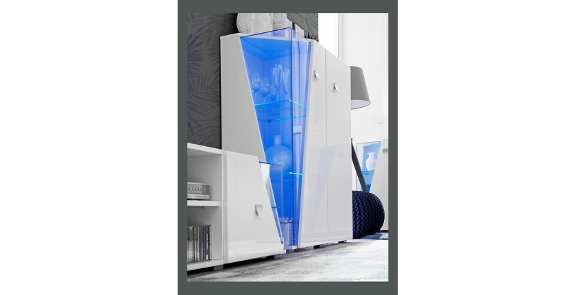 Vitrine basse 2 portes collection SPIKE couleur blanche. Meuble design