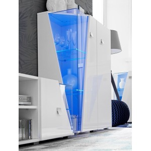 Vitrine basse 2 portes collection SPIKE couleur blanche. Meuble design