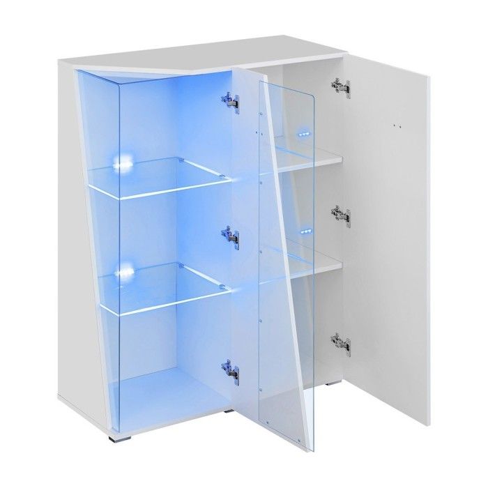 Vitrine basse 2 portes collection SPIKE couleur blanche. Meuble design