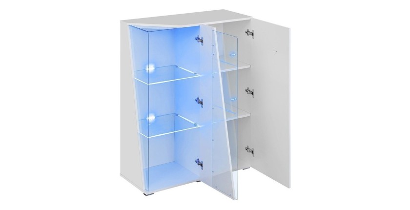 Vitrine basse 2 portes collection SPIKE couleur blanche. Meuble design