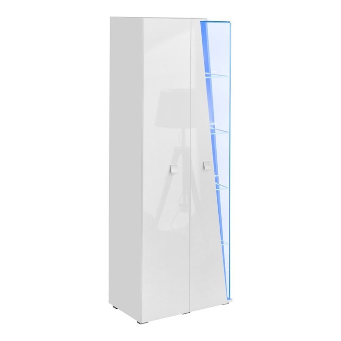 Vitrine haute 2 portes collection SPIKE couleur blanche. Meuble design