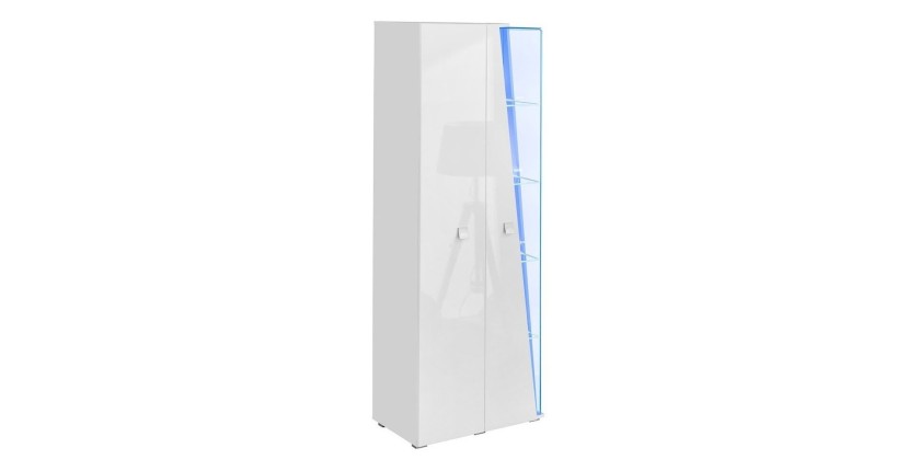 Vitrine haute 2 portes collection SPIKE couleur blanche. Meuble design