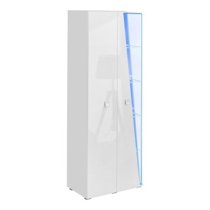 Vitrine haute 2 portes collection SPIKE couleur blanche. Meuble design