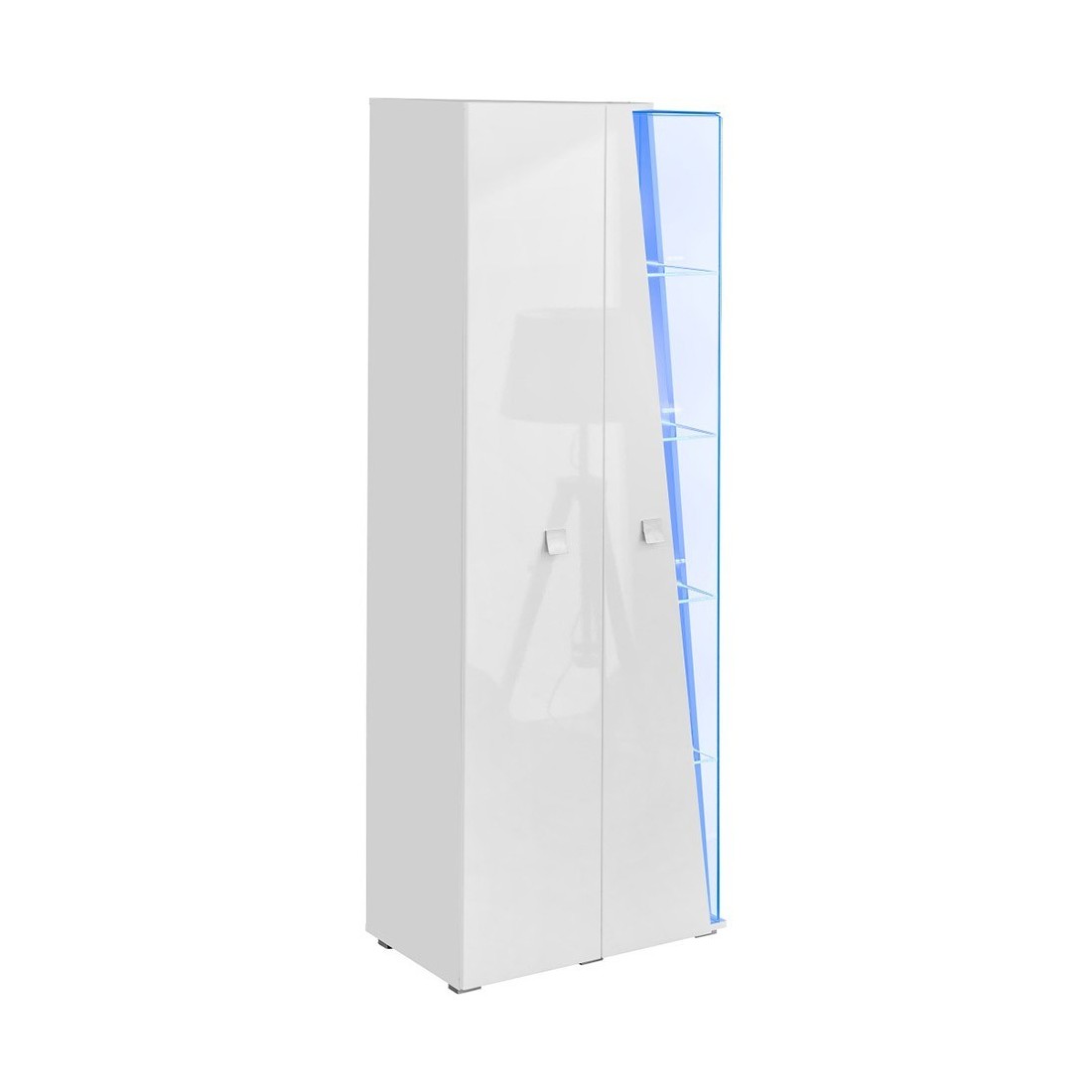 Vitrine haute 2 portes collection SPIKE couleur blanche. Meuble design