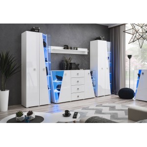Vitrine haute 2 portes collection SPIKE couleur blanche. Meuble design