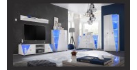 Vitrine haute 2 portes collection SPIKE couleur blanche. Meuble design