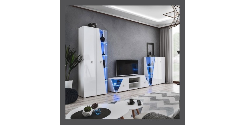 Vitrine haute 2 portes collection SPIKE couleur blanche. Meuble design