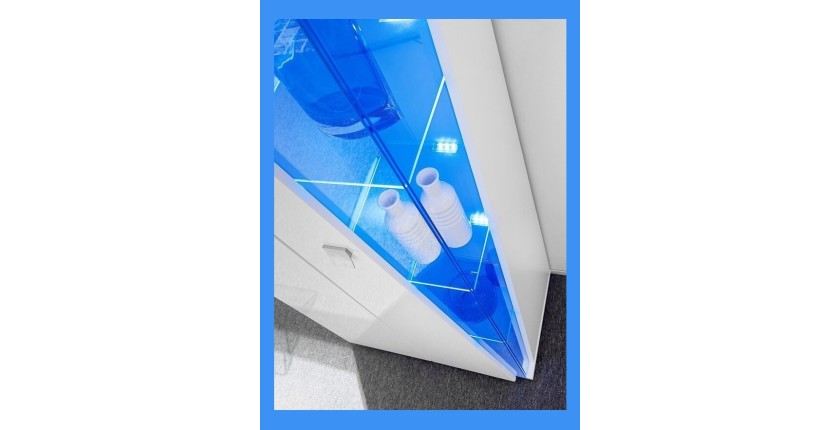 Vitrine haute 2 portes collection SPIKE couleur blanche. Meuble design