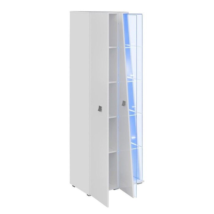 Vitrine haute 2 portes collection SPIKE couleur blanche. Meuble design