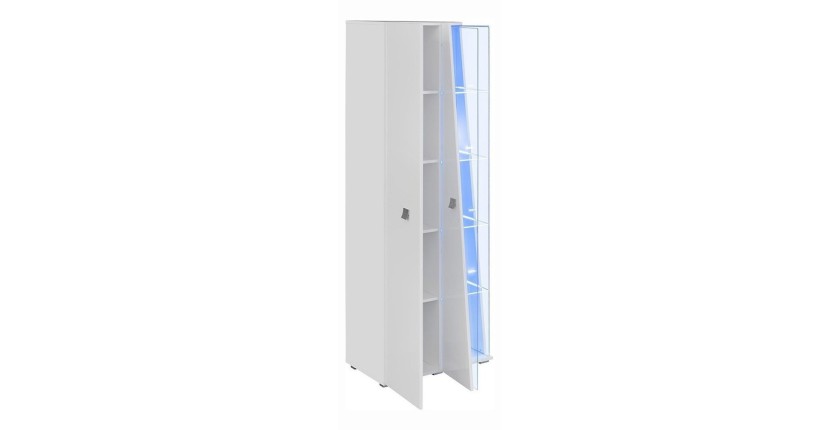 Vitrine haute 2 portes collection SPIKE couleur blanche. Meuble design