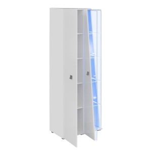 Vitrine haute 2 portes collection SPIKE couleur blanche. Meuble design