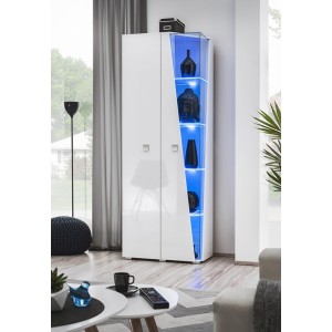Vitrine haute 2 portes collection SPIKE couleur blanche. Meuble design
