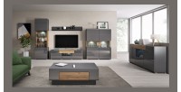 Vitrine collection  OHIO. Couleur gris anthracite et chêne. LED incluses