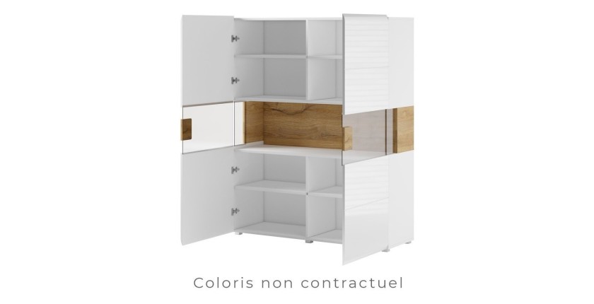 Vitrine double portes collection OHIO. Couleur gris anthracite et chêne. LED incluses