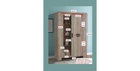 Vitrine trois portes style rustique collection VERMONT coloris chêne.