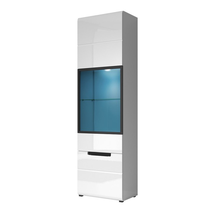 Vitrine collection LUCIA modèle haut + LED. Meuble design idéal pour votre salle à manger