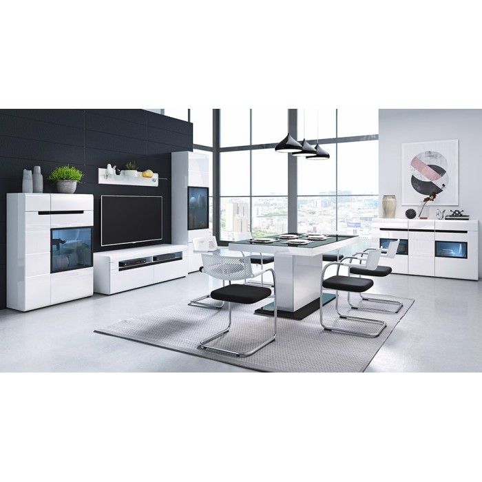 Vitrine collection LUCIA modèle haut + LED. Meuble design idéal pour votre salle à manger