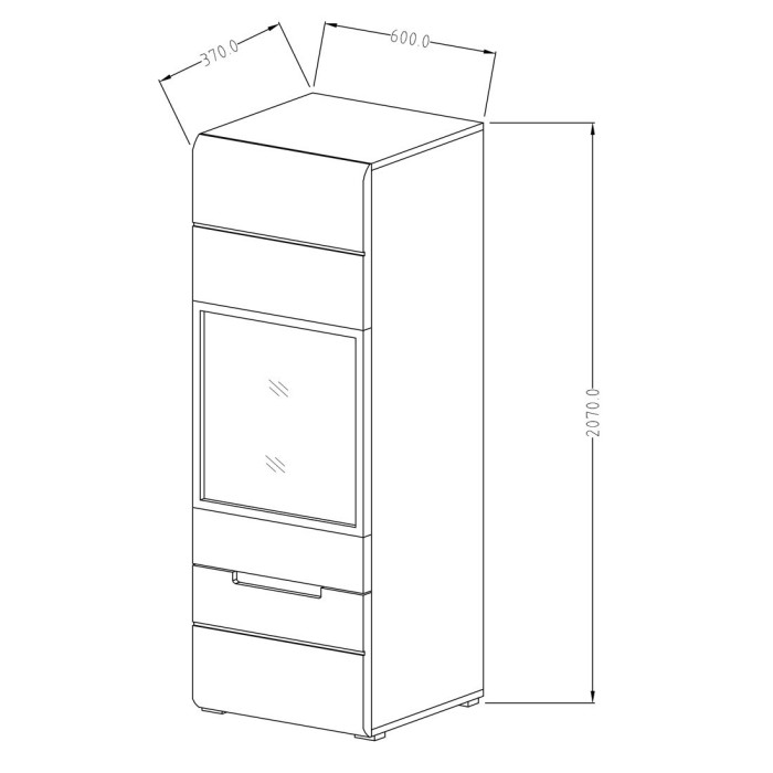 Vitrine collection LUCIA modèle haut + LED. Meuble design idéal pour votre salle à manger