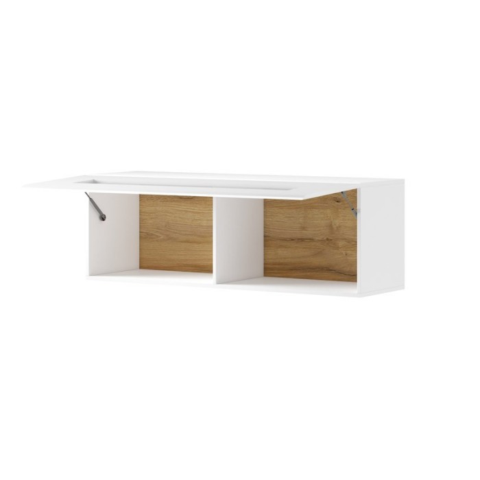 Vitrine suspendue horizontale collection OHIO coloris blanc et finitions chêne.