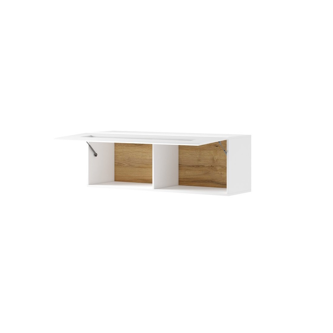 Vitrine suspendue horizontale collection OHIO coloris blanc et finitions chêne.