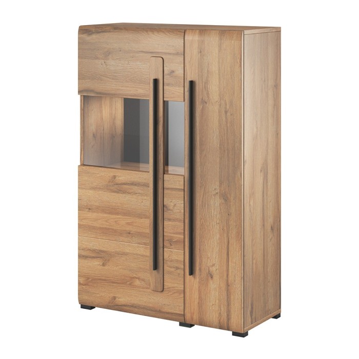 Vitrine design XL collection BREDA. LED incluses. Coloris chêne.