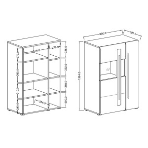 Vitrine design XL collection BREDA. LED incluses. Coloris chêne.