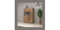 Vitrine design XL collection BREDA. LED incluses. Coloris chêne.