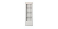 Vitrine 1 porte avec LED intégrées collection ASSIA. Couleur frêne blanc et chêne. Ouverture gauche