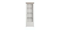 Vitrine 1 porte avec LED intégrées collection ASSIA. Couleur frêne blanc et chêne. Ouverture droite