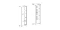 Vitrine 1 porte avec LED intégrées collection ASSIA. Couleur frêne blanc et chêne. Ouverture droite