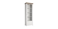 Vitrine 1 porte avec LED intégrées collection ASSIA. Couleur frêne blanc et chêne. Ouverture droite