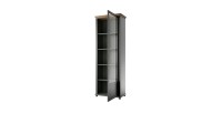 Vitrine 1 porte avec LED intégrées collection ASSIA. Coloris vert et chêne. Ouverture droite